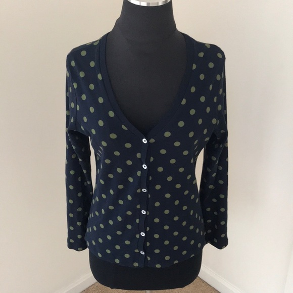Boden Sweaters - BODEN size 14 Navy cotton polka dots Cardigan